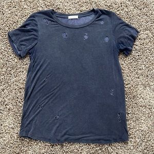 Navy Blue Distressed Short Sleeve Tee
